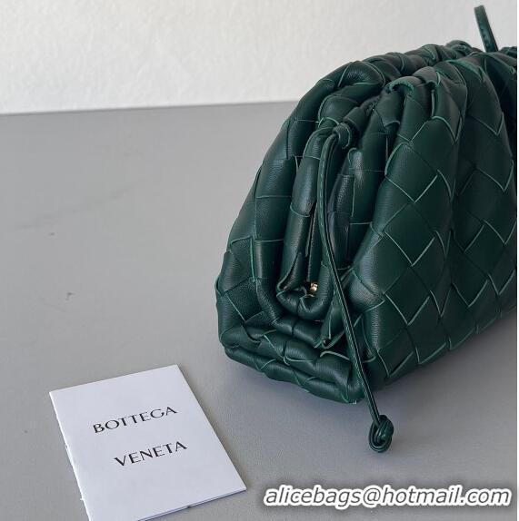 Low Price Bottega Veneta Mini Pouch Bag in Wide Intrecciato Leather 585852 Raintree Green 2023