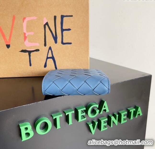 Most Popular Bottega Veneta Intrecciato Leather Bi-Fold Wallet 63334 Blue 2024