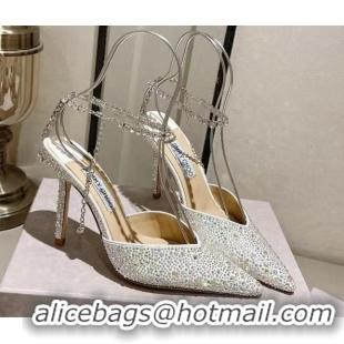 Good Product Jimmy Choo Saeda 100 Satin Pumps with Crystals White 411916