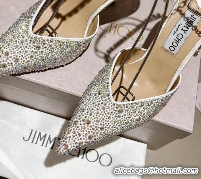 Good Product Jimmy Choo Saeda 100 Satin Pumps with Crystals White 411916