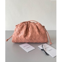 Discount Bottega Veneta Mini Pouch Bag in Wide Intrecciato Leather 585852 Peachy Pink 2023