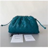 Low Cost Bottega Veneta Mini Pouch Bag in Wide Intrecciato Leather 585852 Peacock Blue 2023