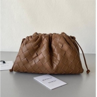 Promotional Bottega Veneta Mini Pouch Bag in Wide Intrecciato Leather 585852 Taupe Brown 2023
