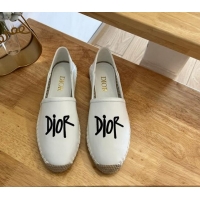 Durable Dior Flat Espadrilles in Embroidered Calfskin White 0125091