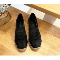 Popular Style Loewe Anagram Espadrilles Flat Sandals in Calfskin and Canvas Black 125041