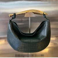 Luxurious Bottega Veneta Sardine bag in Alligator Leather 754657 Dark Green 2024