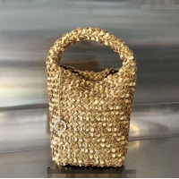 Top Grade Bottega Veneta Small Cabat Bucket Bag in Laminated Intreccio with Leather 762587 Sequins Gold 2024