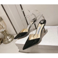 Top Design Jimmy Choo Saeda 85 Pumps in Patent Leather with Crystal Embellishment Black 411910