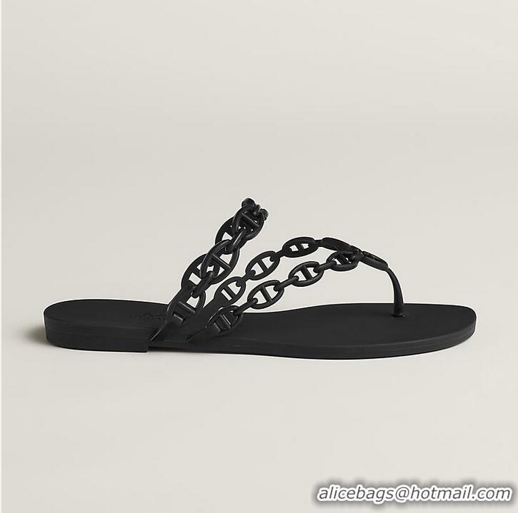 Promotional Hermes Island Sandal With Rubber Sole H3265 Black
