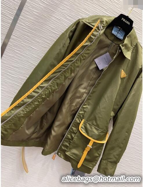 Market Sells Prada Jacket with Belt P031323 Green 2024