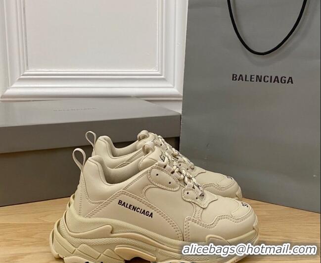 Best Grade Balenciaga Triple S Trainers Sneakers in Calf Leather Beige 0223041