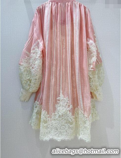 Buy Fashionable Zimmermann Ramie and Lace Dress Z030807 Pink 2024