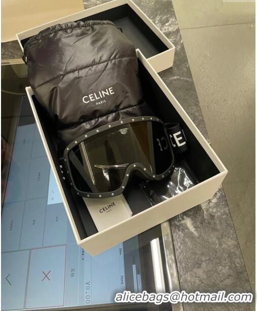 Buy Fashionable Celine Ski Mask in Plastic with Metal Studs & Mirror Lenses CE2902 Black 2023