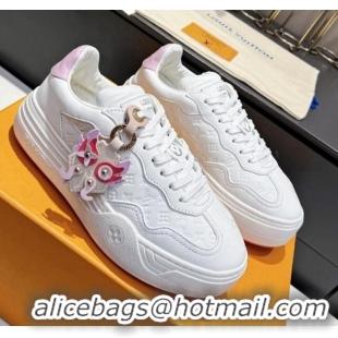 Good Quality Louis Vuitton V Groovy Platform Sneakers in Monogram Leather with Charm White 0226118