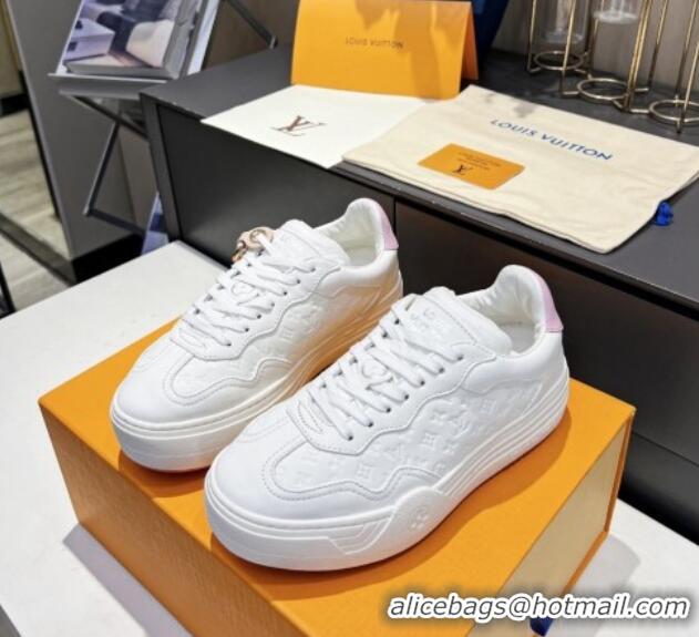 Good Quality Louis Vuitton V Groovy Platform Sneakers in Monogram Leather with Charm White 0226118