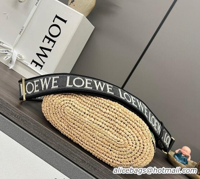 Grade Design Loewe Mini Slit Tote bag in striped raffia straw and calfskin 101131 Beige/Multicolor 2023