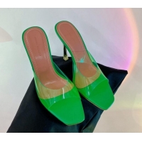 Good Quality Amina Muaddi Alexa Glass Slide Sandals 11cm in PVC Green 0228038