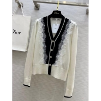 Inexpensive Dior Cashmere & Lace Cardigan D11033 White 2024