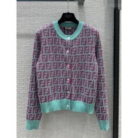 Buy Inexpensive Fendi Knit FF Cardigan F12207 Blue/Pink 2024