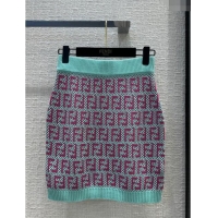 Buy Discount Fendi Knit FF Skirt F12206 Blue/Pink 2024
