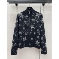Market Sells Chanel Crystal Star Wool Sweater CH122206 Black 2023