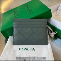 Good Taste Bottega Veneta Intrecciato Leather Credit Card Case 731956 Slate Grey 2024