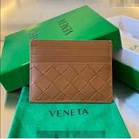 Promotional Bottega Veneta Intrecciato Leather Credit Card Case 731956 Wood Brown 2024