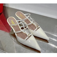 Purchase Valentino Rockstud Wispy Heel Mules 6cm in Patent Leather White 0227043