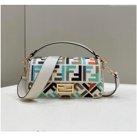 Promotional Fendi Baguette Medium Bag in Canvas with FF embroidery 0159BM Green Multicolor 2024