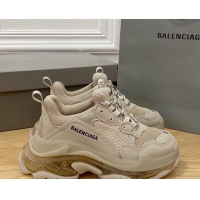 Best Price Balenciaga Triple S Clear Sole Trainers Sneakers in Leather and Mesh Khaki 0223003