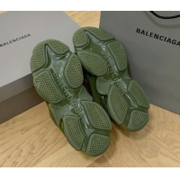 Perfect Balenciaga Triple S Clear Sole Trainers Sneakers in Leather and Mesh Army Green 0223010