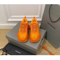 Durable Balenciaga Triple S Clear Sole Trainers Sneakers in Leather and Mesh Orange 0223011