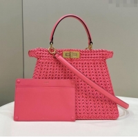 Reasonable Price Fendi Peekaboo ISeeU Medium Bag in Interlaced Leather 80138L Pink 2024 Top