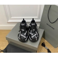 Buy Discount Balenciaga Triple S Trainers Sneakers in Calf Leather Signature/Black 223034