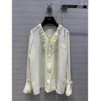 Top Quality Celine Silk Shirt C022308 Beige 2024