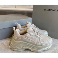 Best Product Balenciaga Triple S Trainers Sneakers in Leather and Mesh Distressed Beige 0223060