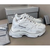 Classic Hot Balenciaga Triple S Trainers Sneakers in Calf Leather Signature/Grey 0223066