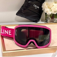 Famous Brand Celine Ski Mask in Plastic with Metal Studs & Mirror Lenses CE2902 Pink 2023