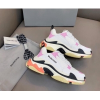 Pretty Style Balenciaga Triple S Trainers Sneakers in Leather and Mesh White/Pink 0223078