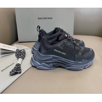 Best Product Balenciaga Triple S Trainers Sneakers in Leather and Mesh Black 0223080