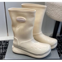 Pretty Style Balenciaga Patent Rubber Rain Boots White 321129