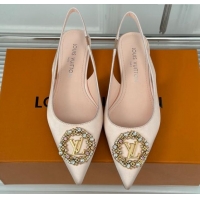 Pretty Style Louis Vuitton Met Slingback Ballerinas Flat in Satin Nude 226121