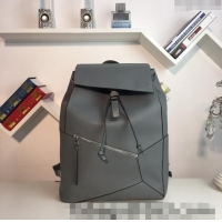 Promotional Loewe Puzzle Backpack Bag in Grained Calfskin 10288 Grey 2023