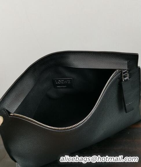 Famous Brand Loewe T Pouch in Grained Calfskin 3040 Black/Green 2024
