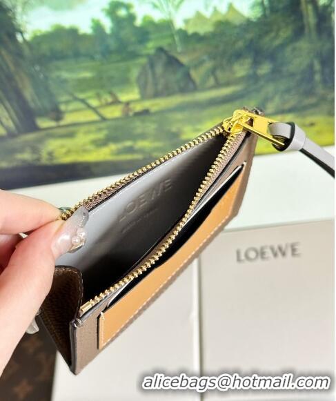 Buy Fashionable Loewe Large Coin Card Holder in Soft Grained Leather 0402 Grey 2024