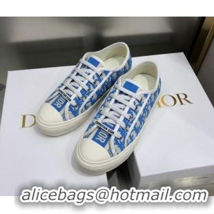 Popular Style Dior Walk'n'Dior Sneakers in Oblique Embroidered Cotton Blue 226017