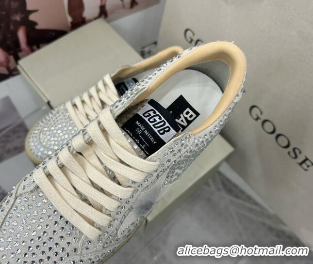 Luxury Golden Goose GGDB Ball Star Sneakers in Grey Suede Crystal Allover 328099