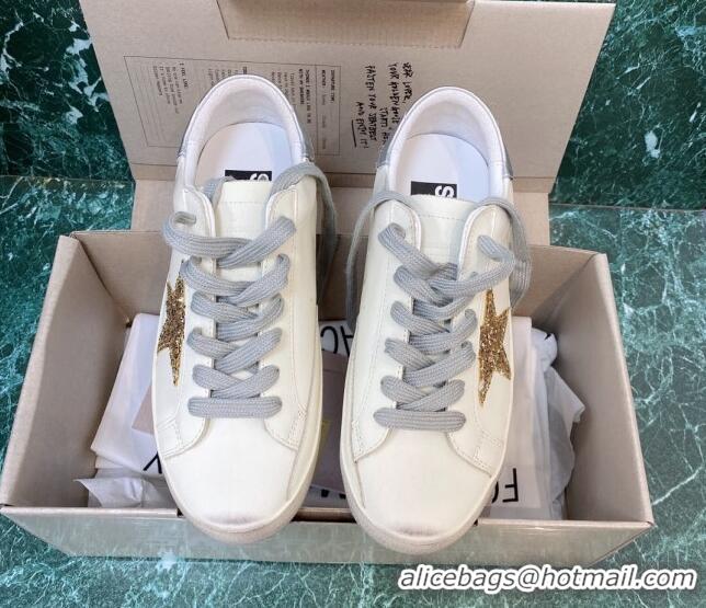 Good Product Golden Goose GGDB Super-Star Sneakers in Calfskin White/Gold/Silver 328136