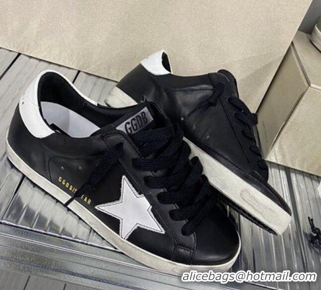 Stylish Golden Goose GGDB Super-Star Sneakers in Calfskin Leather Black/White 328144