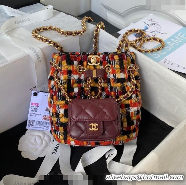 Promotional Chanel Tweed Small Backpack bag AS3947 Orange 2023